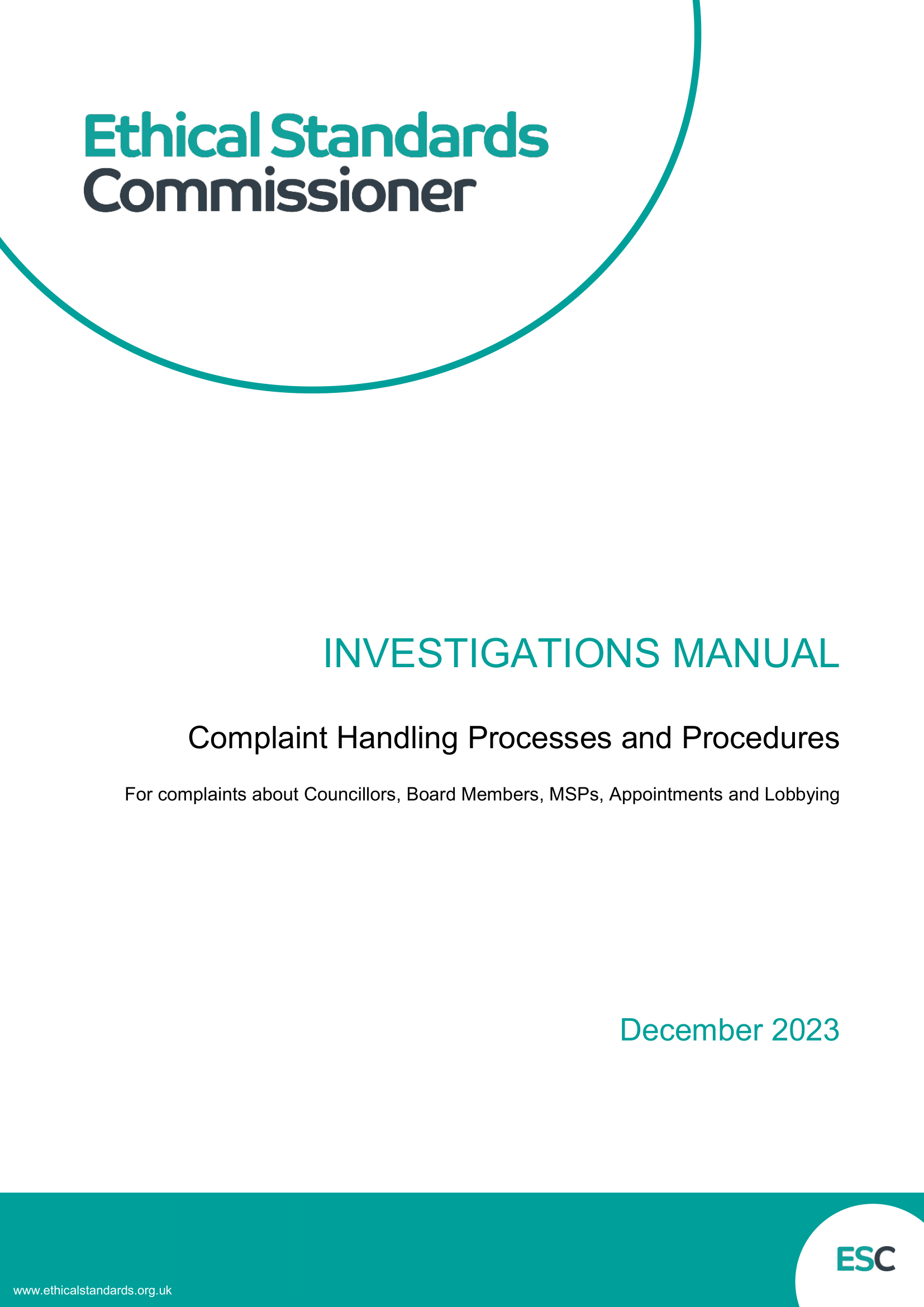 Cover Page of Revised Manual