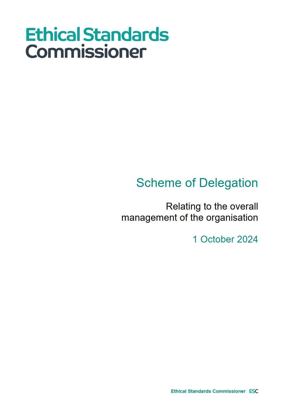 ESC Scheme of Delegation cover page