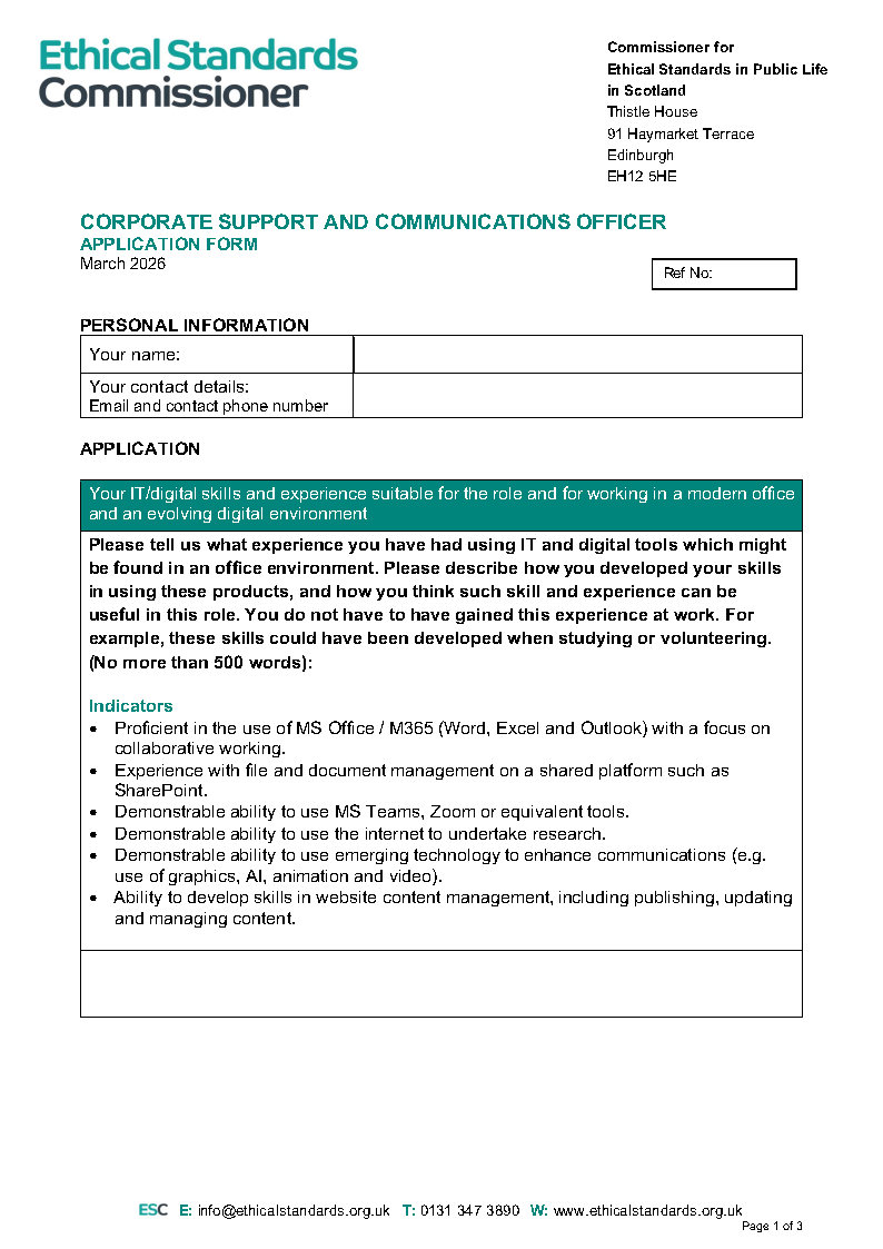 CSCO Application Form - cover page