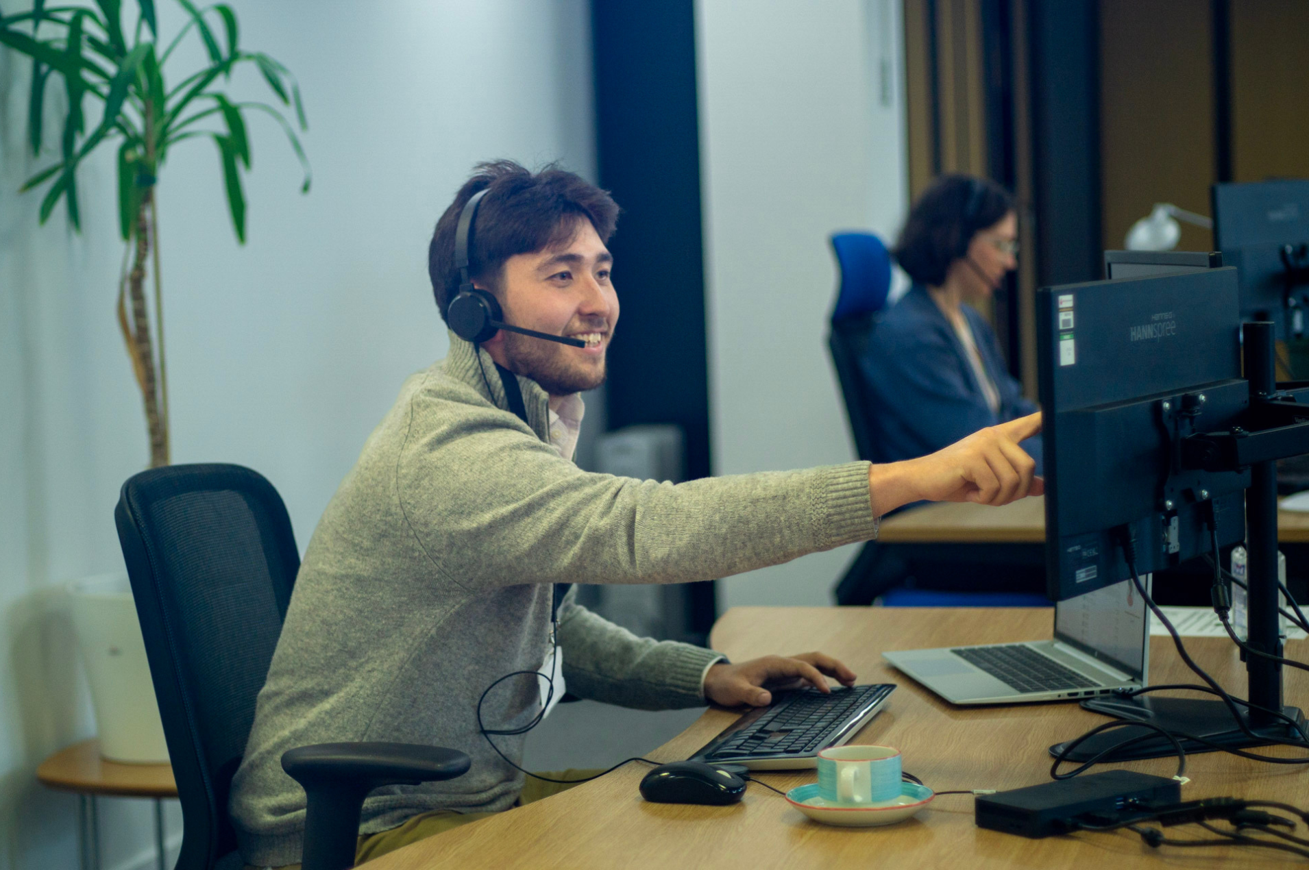 Office worker providing support