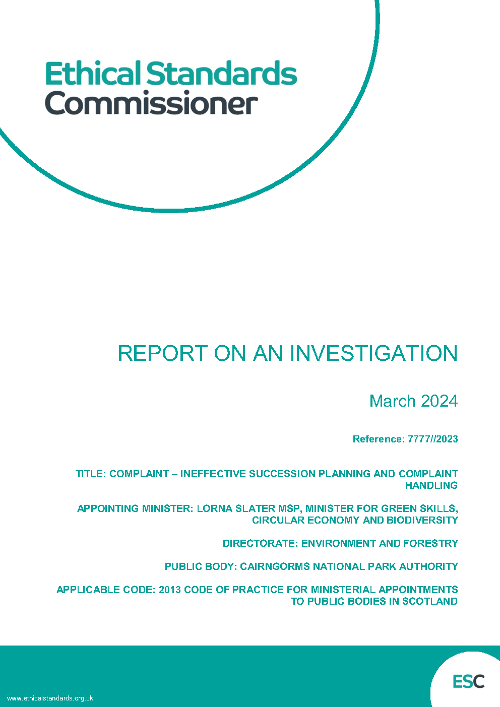 link, report on ineffective succession planning and complaint handling