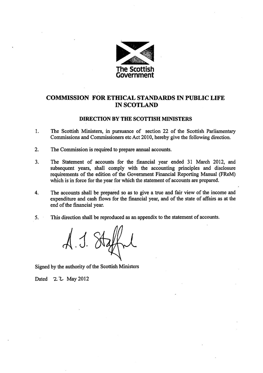 Signed direction by the Scottish Ministers