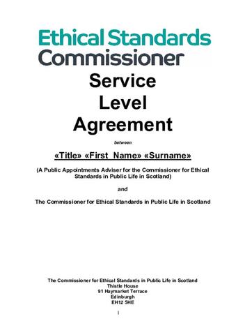 PAA Service Level Agreement | Ethical Standards Commissioner